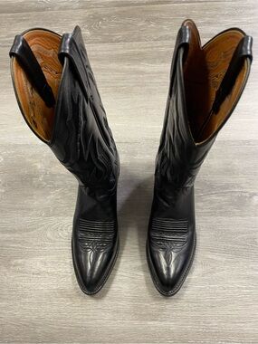 Lucchese 2000 Handcrafted Black Leather Boots Men’s Size 7D Women’s 8.5-9B